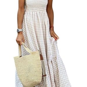 Elegant Checkered Maxi Dress